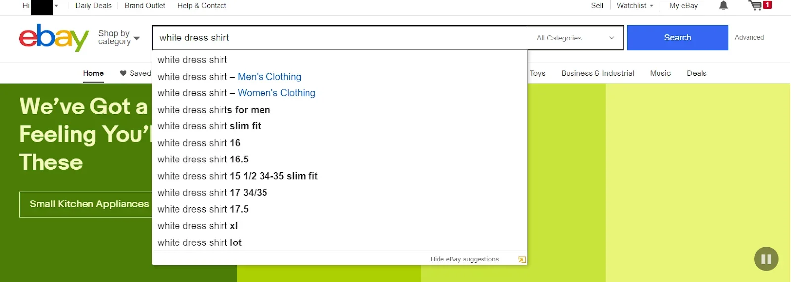eBay search results for a short two-word keyword phrase showing thousands of listings