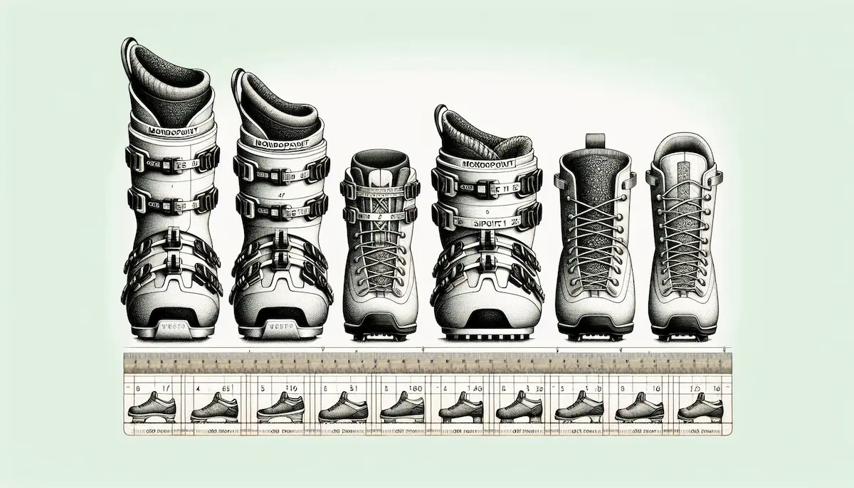 Illustration of ski boot size chart